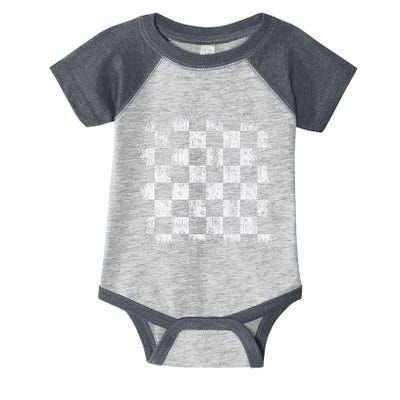 Distressed Vintage Chess Board Gamer Checkered Chess Player Infant Baby Jersey Bodysuit