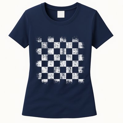 Distressed Vintage Chess Board Gamer Checkered Chess Player Womens T-Shirt