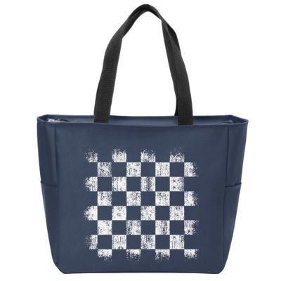 Distressed Vintage Chess Board Gamer Checkered Chess Player Zip Tote Bag