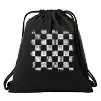 Distressed Vintage Chess Board Player Style Drawstring Bag