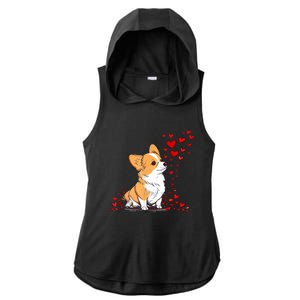 Dog Valentine Cute Corgi ValentineS Day Ladies PosiCharge Tri-Blend Wicking Draft Hoodie Tank