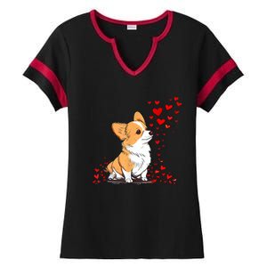 Dog Valentine Cute Corgi ValentineS Day Ladies Halftime Notch Neck Tee