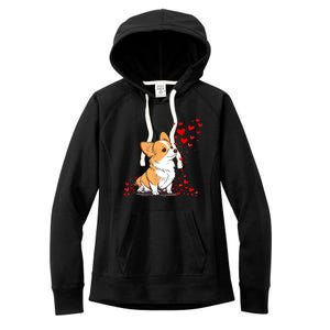 Dog Valentine Cute Corgi ValentineS Day Women's Fleece Hoodie