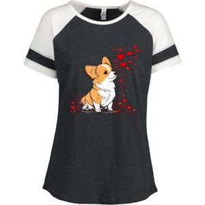 Dog Valentine Cute Corgi ValentineS Day Enza Ladies Jersey Colorblock Tee