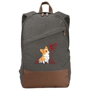 Dog Valentine Cute Corgi ValentineS Day Cotton Canvas Backpack