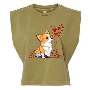 Dog Valentine Cute Corgi ValentineS Day Garment-Dyed Women's Muscle Tee