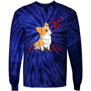 Dog Valentine Cute Corgi ValentineS Day Tie-Dye Long Sleeve Shirt