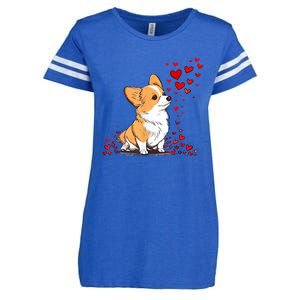 Dog Valentine Cute Corgi ValentineS Day Enza Ladies Jersey Football T-Shirt