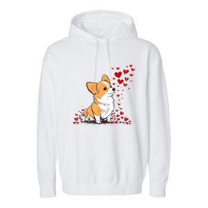 Dog Valentine Cute Corgi ValentineS Day Garment-Dyed Fleece Hoodie