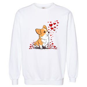 Dog Valentine Cute Corgi ValentineS Day Garment-Dyed Sweatshirt