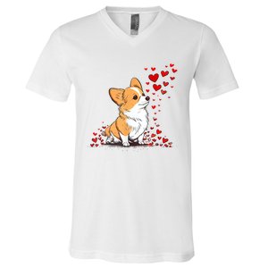 Dog Valentine Cute Corgi ValentineS Day V-Neck T-Shirt