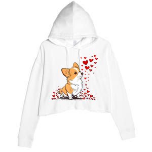 Dog Valentine Cute Corgi ValentineS Day Crop Fleece Hoodie