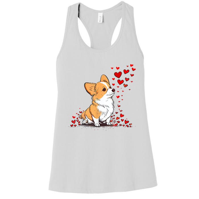 Dog Valentine Cute Corgi ValentineS Day Women's Racerback Tank