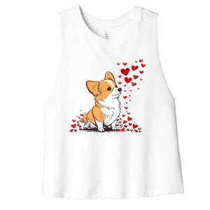 Dog Valentine Cute Corgi ValentineS Day Women's Racerback Cropped Tank