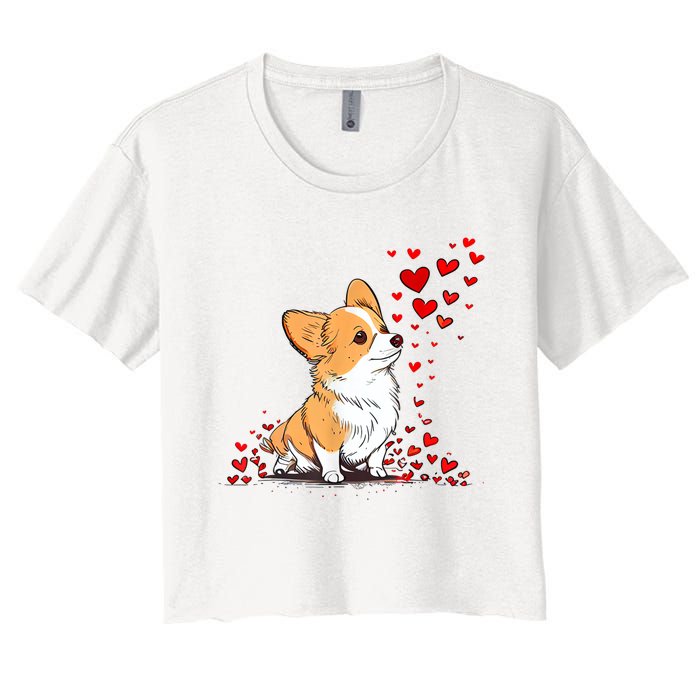 Dog Valentine Cute Corgi ValentineS Day Women's Crop Top Tee