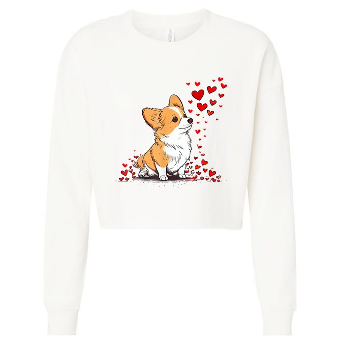 Dog Valentine Cute Corgi ValentineS Day Cropped Pullover Crew