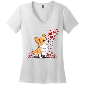 Dog Valentine Cute Corgi ValentineS Day Women's V-Neck T-Shirt