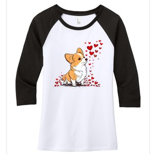 Dog Valentine Cute Corgi ValentineS Day Women's Tri-Blend 3/4-Sleeve Raglan Shirt