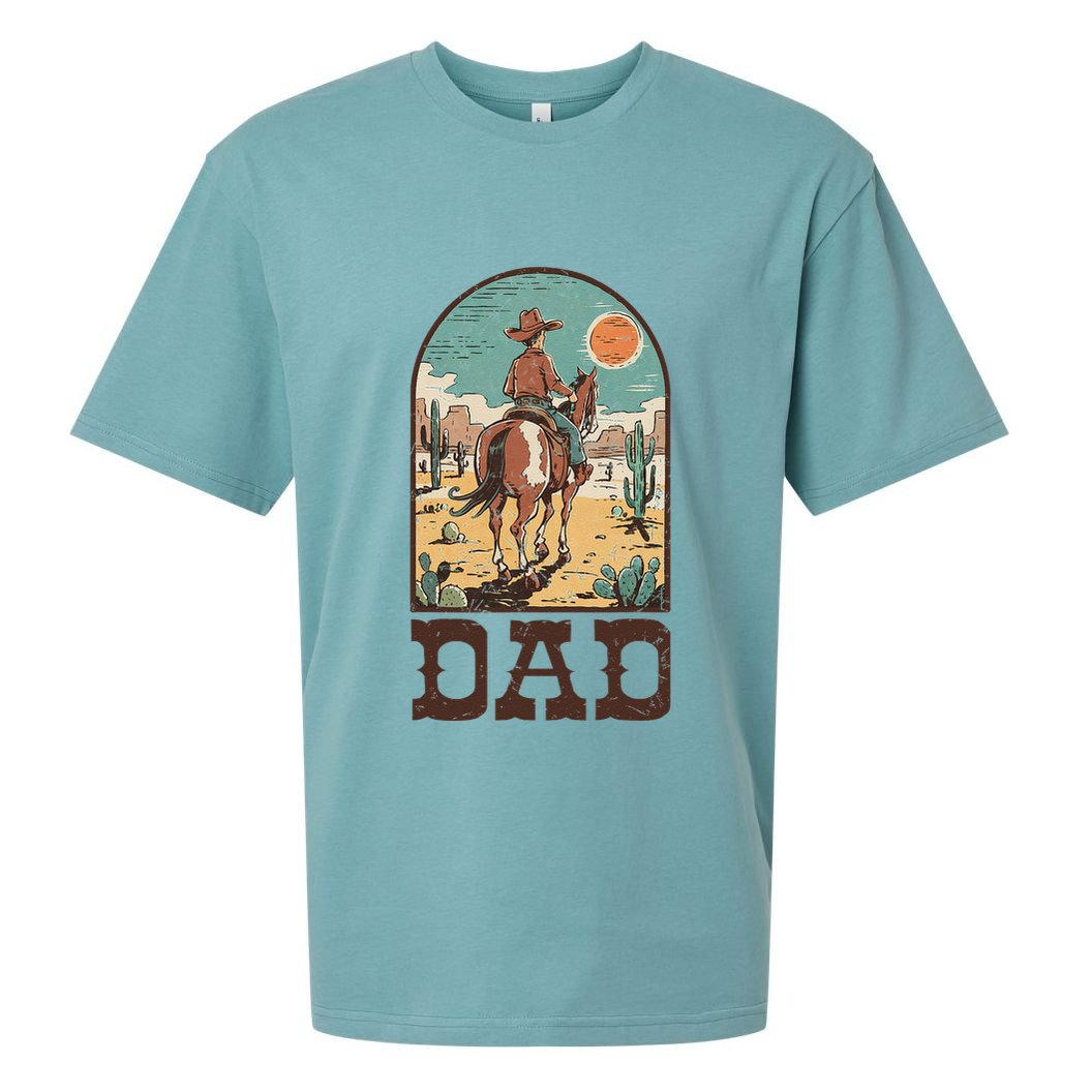 Dad Vintage Cowboy Cowgirl Western Family Matching Sueded Cloud Jersey T-Shirt
