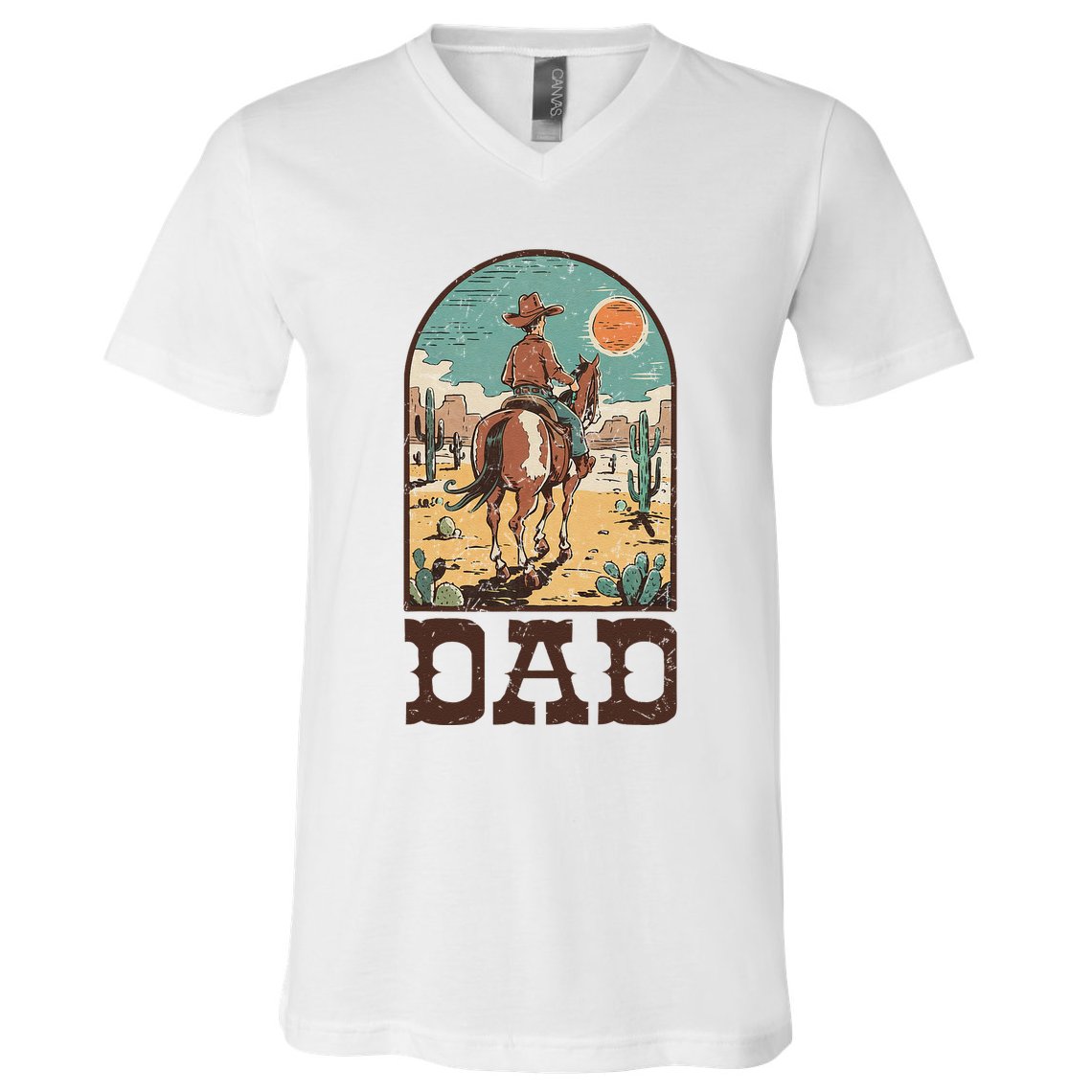 Dad Vintage Cowboy Cowgirl Western Family Matching V-Neck T-Shirt