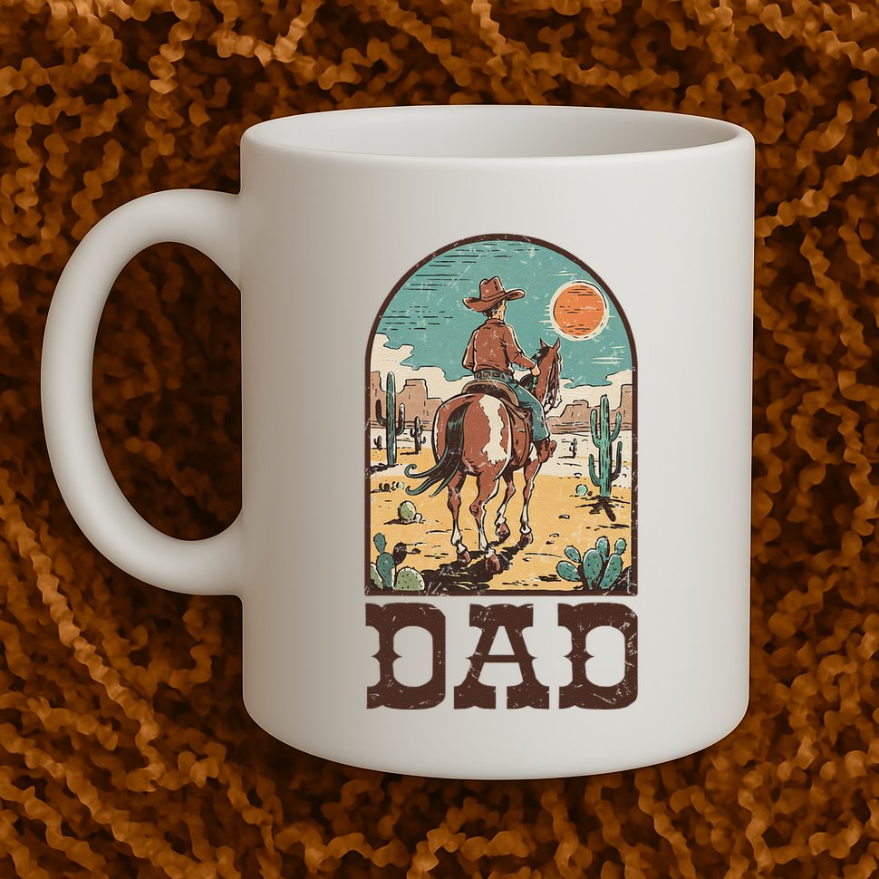 Dad Vintage Cowboy Cowgirl Western Family Matching Mug