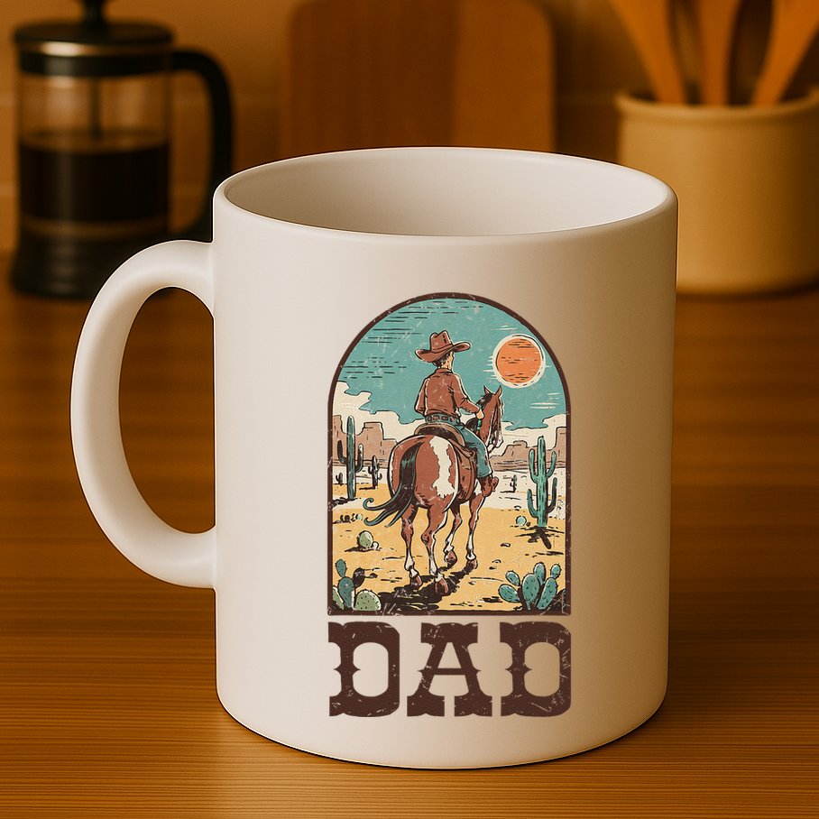 Dad Vintage Cowboy Cowgirl Western Family Matching Mug