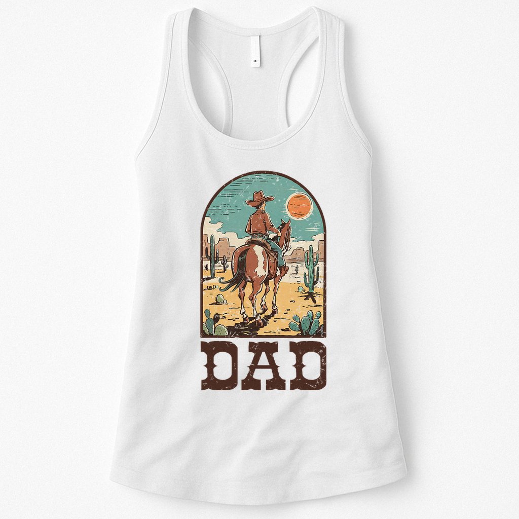 Dad Vintage Cowboy Cowgirl Western Family Matching Womens Tank Top