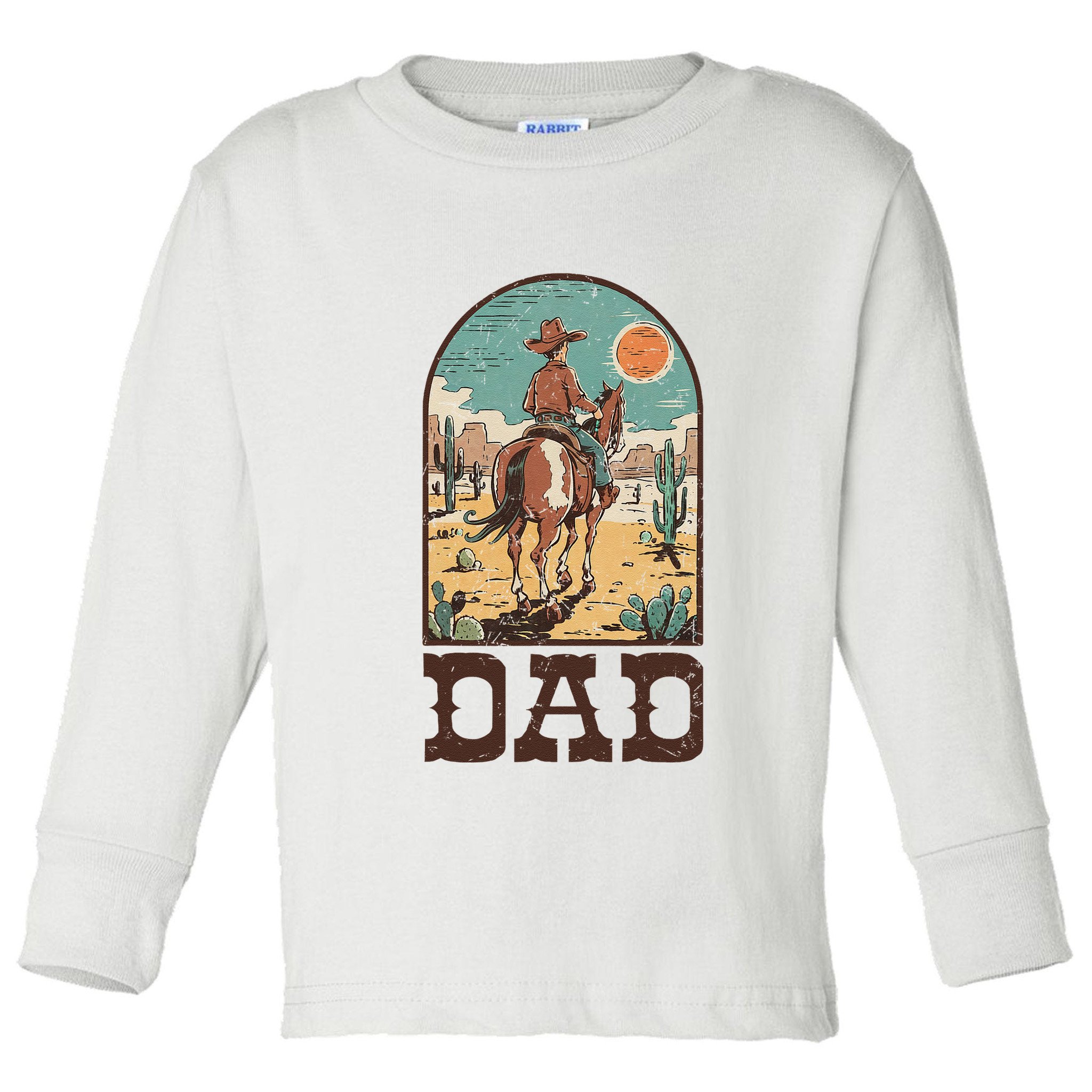 Dad Vintage Cowboy Cowgirl Western Family Matching Toddler Long Sleeve Shirt