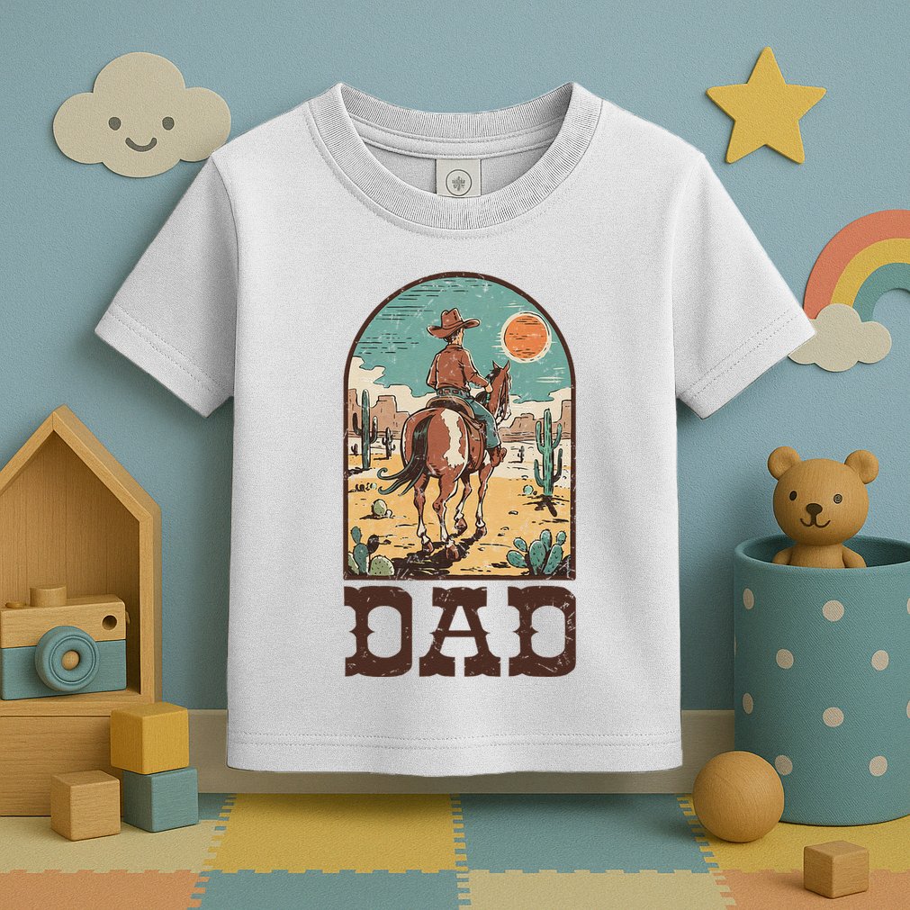 Dad Vintage Cowboy Cowgirl Western Family Matching Toddler T-Shirt
