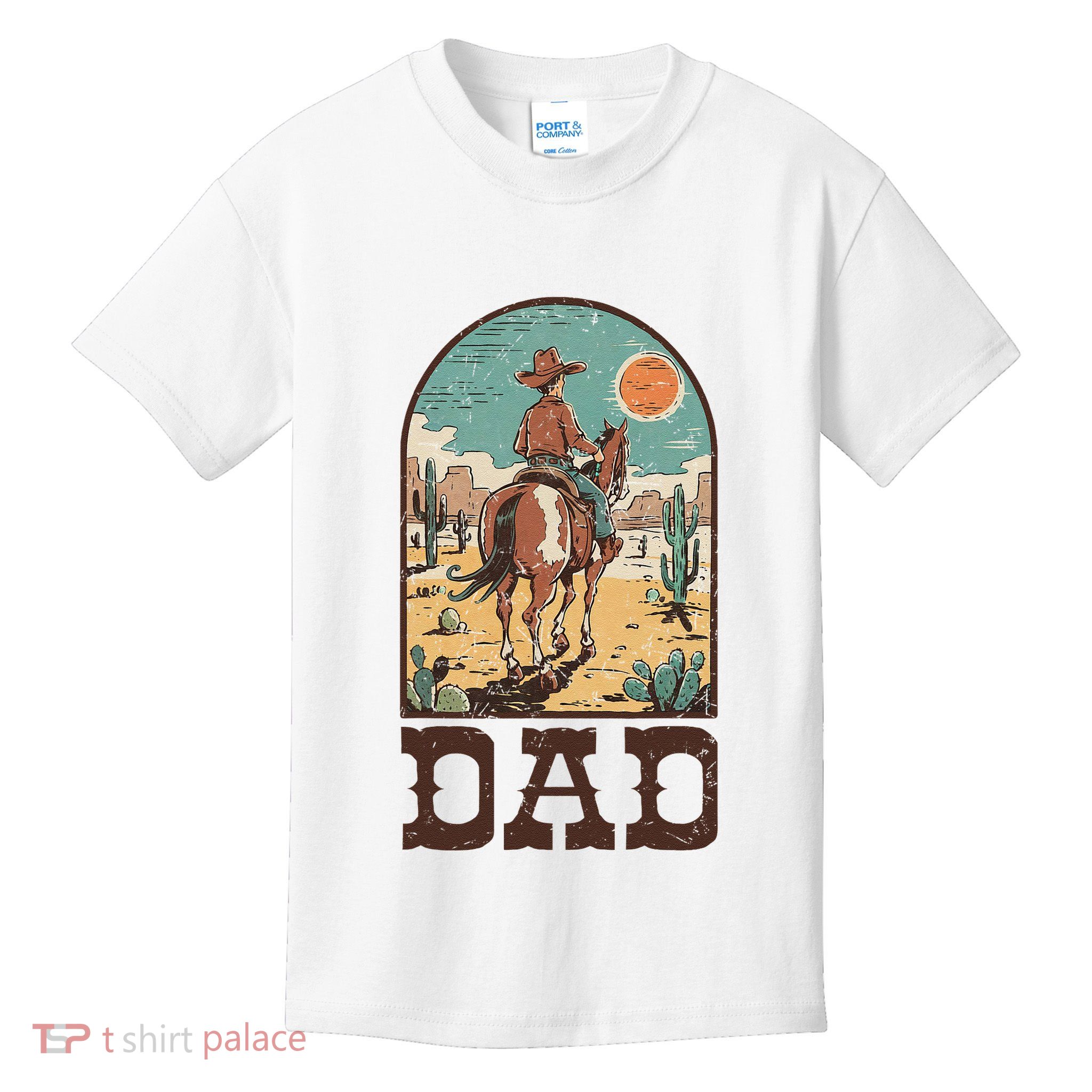 Dad Vintage Cowboy Cowgirl Western Family Matching Kids T-Shirt