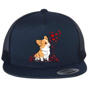 Dog Valentine Cute Corgi Valentine's Day Great Gift Flat Bill Trucker Hat