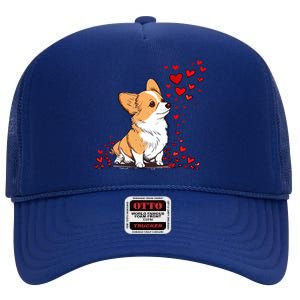 Dog Valentine Cute Corgi Valentine's Day Great Gift High Crown Mesh Back Trucker Hat