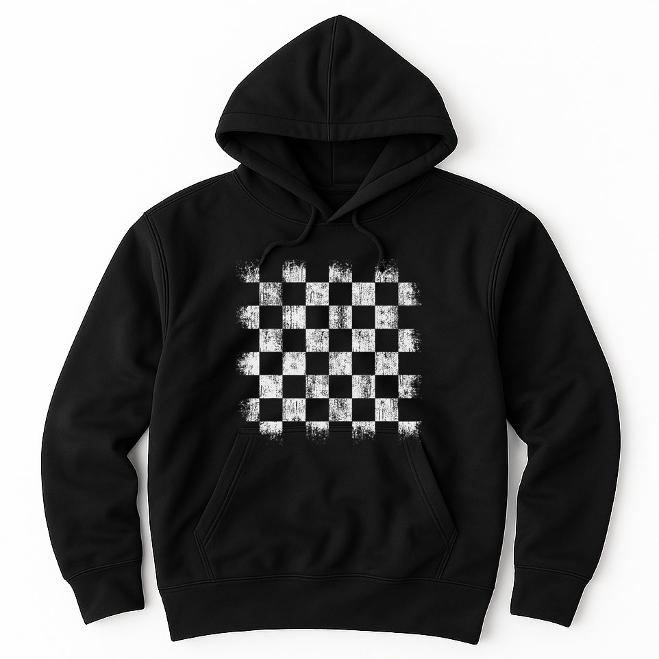 Distressed Vintage Chess Board Player Style Hoodie