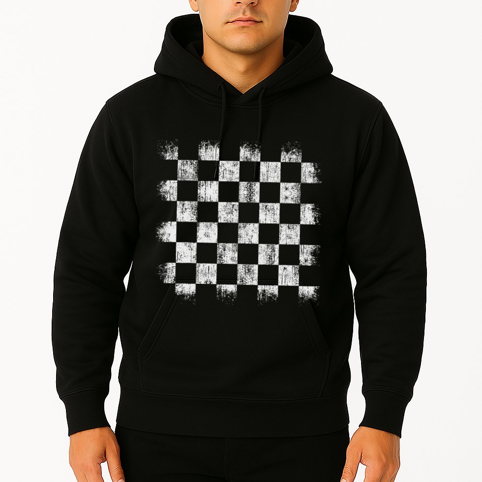 Distressed Vintage Chess Board Player Style Hoodie