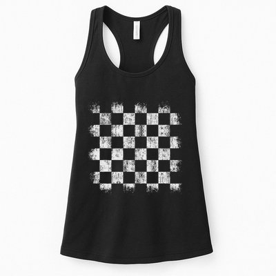 Distressed Vintage Chess Board Player Style Womens Tank Top