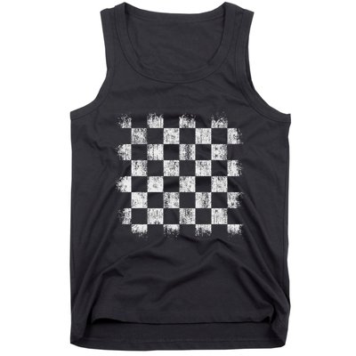 Distressed Vintage Chess Board Player Style Tank Top