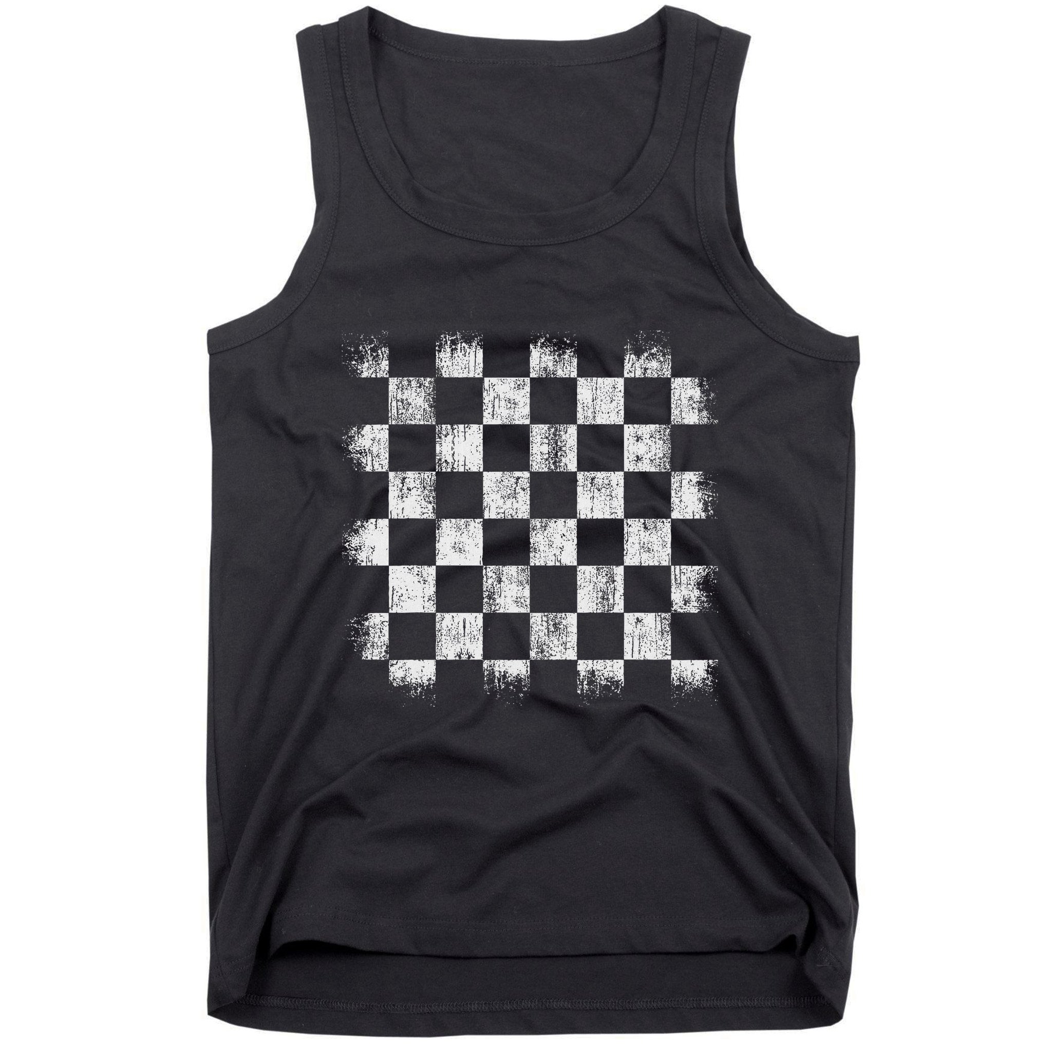 Distressed Vintage Chess Board Player Style Tank Top