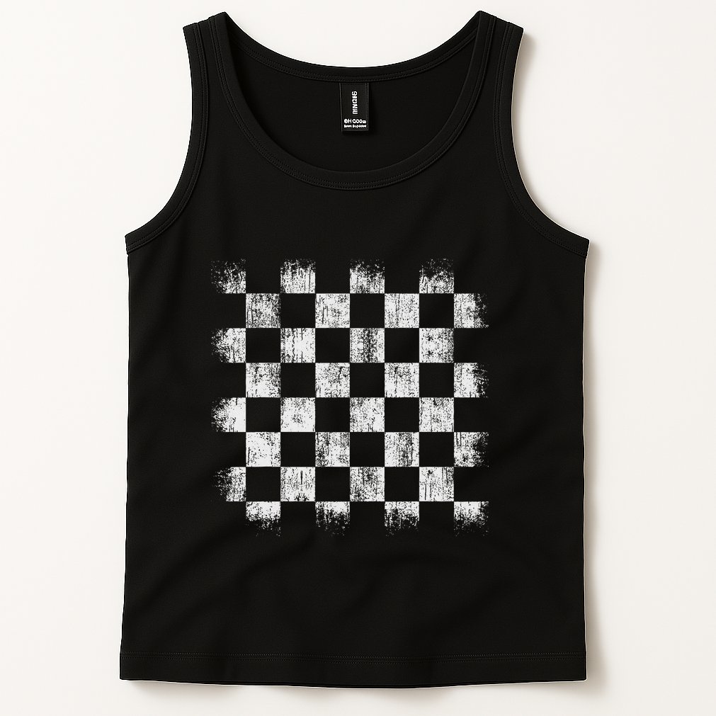 Distressed Vintage Chess Board Player Style Tank Top