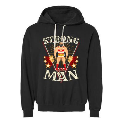 Deadlift Vintage Circus Strongman Costume Garment-Dyed Fleece Hoodie