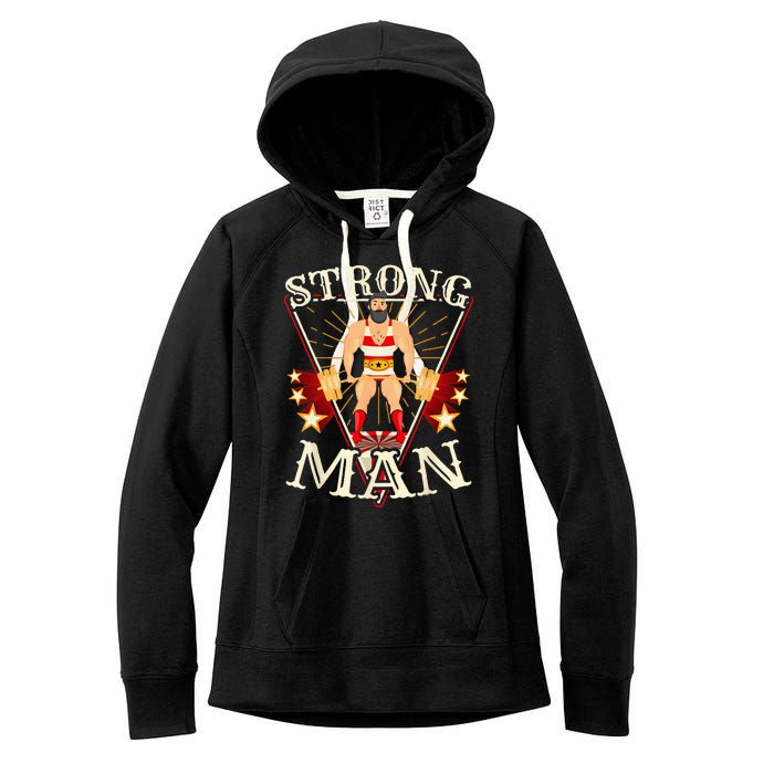 Deadlift Vintage Circus Strongman Costume Women's Fleece Hoodie