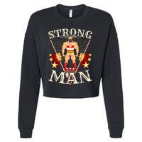 Deadlift Vintage Circus Strongman Costume Cropped Pullover Crew