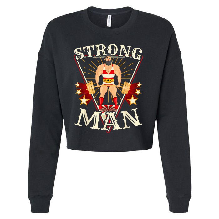 Deadlift Vintage Circus Strongman Costume Cropped Pullover Crew