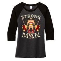 Deadlift Vintage Circus Strongman Costume Women's Tri-Blend 3/4-Sleeve Raglan Shirt