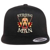 Deadlift Vintage Circus Strongman Costume Flat Bill Trucker Hat