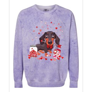 Dog Valentine Cute Dachshund Valentine's Day Colorblast Crewneck Sweatshirt