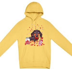 Dog Valentine Cute Dachshund Valentine's Day Premium Pullover Hoodie