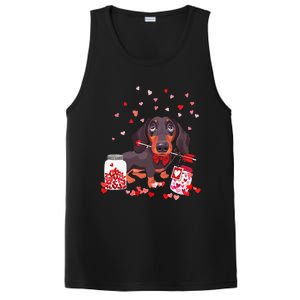 Dog Valentine Cute Dachshund Valentine's Day PosiCharge Competitor Tank