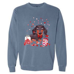 Dog Valentine Cute Dachshund Valentine's Day Garment-Dyed Sweatshirt