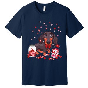 Dog Valentine Cute Dachshund Valentine's Day Premium T-Shirt