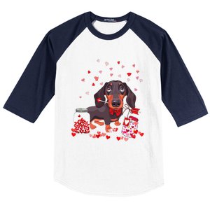 Dog Valentine Cute Dachshund Valentine's Day Baseball Sleeve Shirt